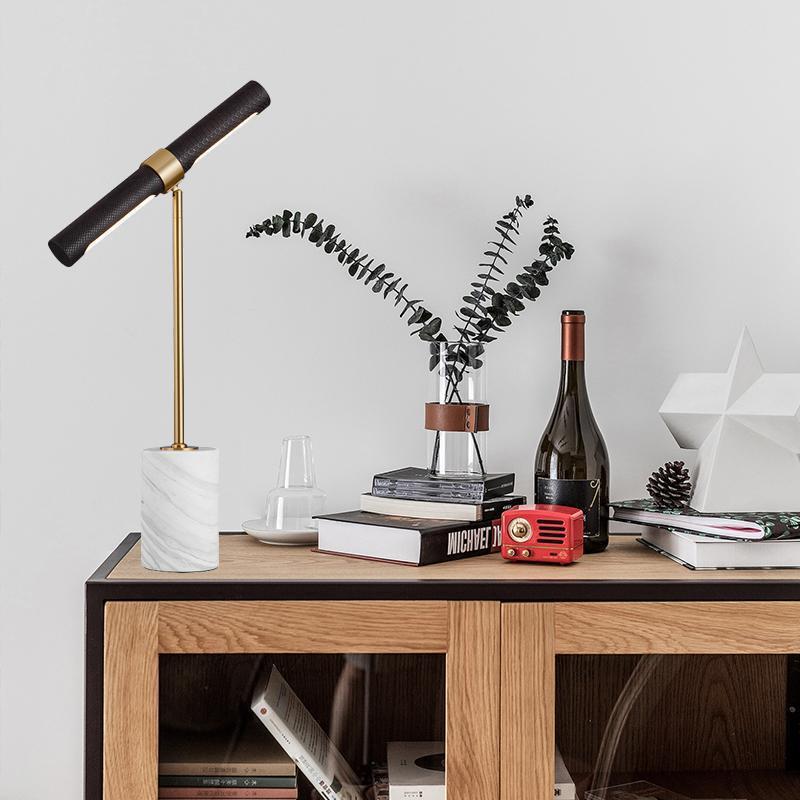 Lighting Decor In Room - Decoratieve tafellamp, designlamp, luxe lederen marmeren