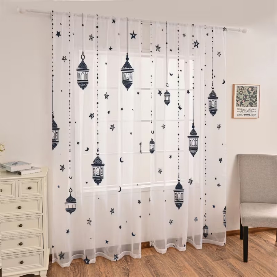 Office Lighting Decor - 2 STUKS Digitale print pure gordijnen,