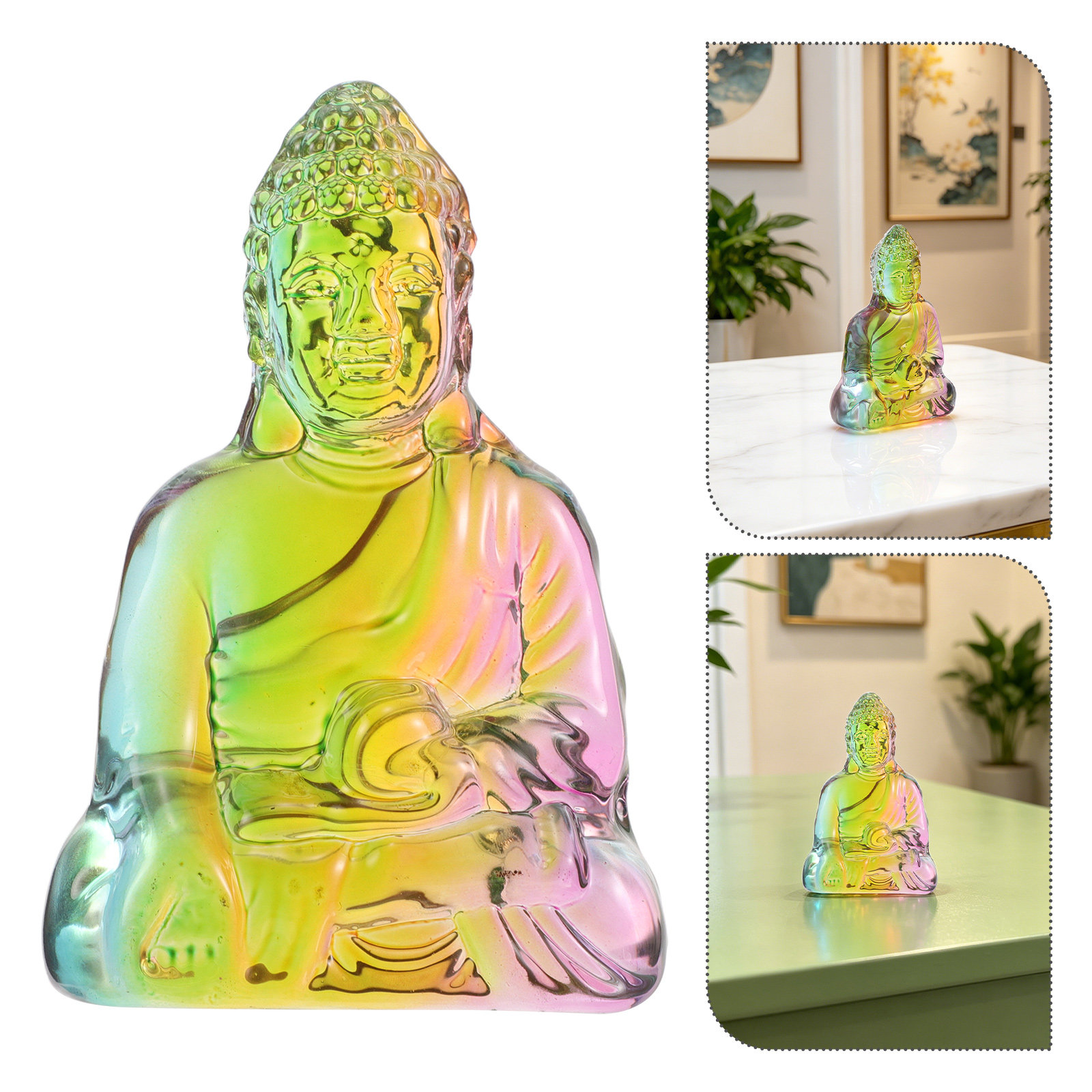 Office Lighting Decor - 4,2 inch kristallen Boeddhabeeld zittend ontwerp,