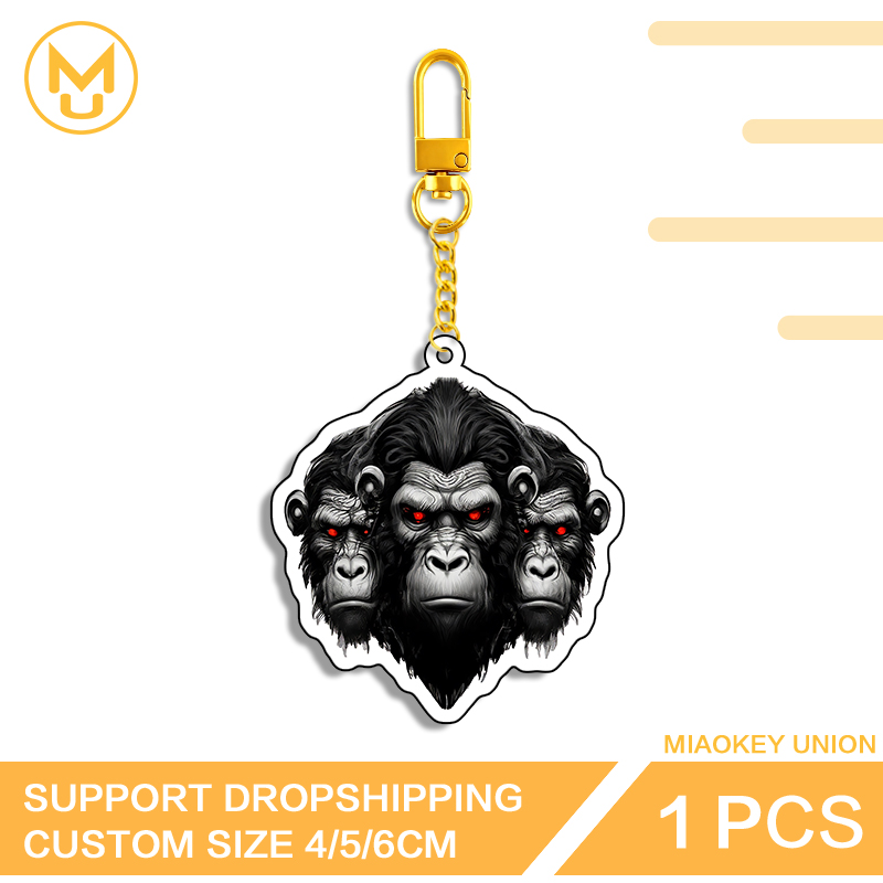 Union Lighting & Decor Hours - Drie Chimpansee Hoofden Sleutelhanger Verlichting Harige