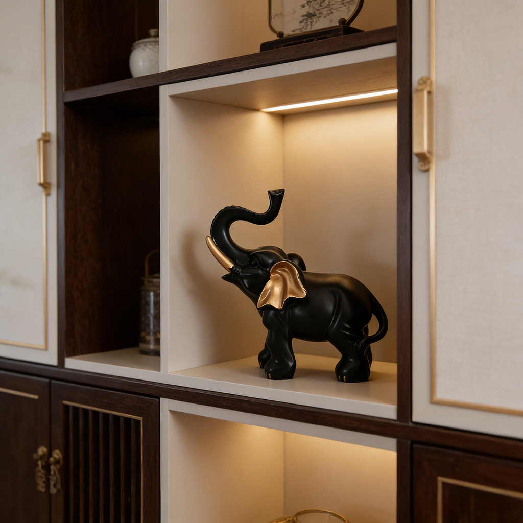 1 stuk zwart-gouden olifantenb - Lighting Room Decor Items recensie en prijs